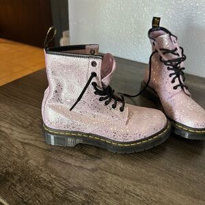 Dr. Martens Pink Glitter Lace-Up Boots